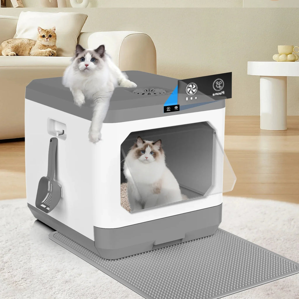 Arcwares Litter Box, Large Cat Litter Box Enclosure Furniture, Odor Removal, Enclosed Cat Pottywith Cat Litter Sizecoop, Drawer Type Cat Litter Pan Easy Cleaning And Sizecoop.