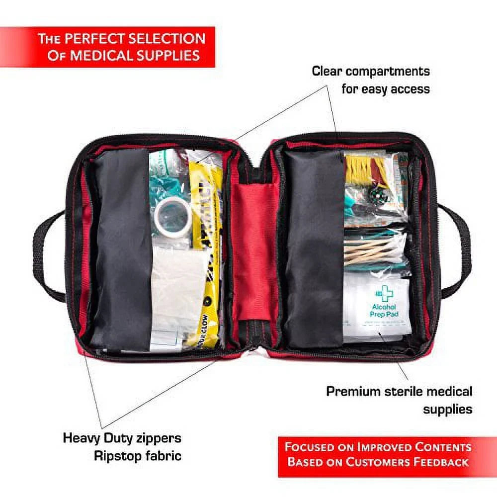 First Aid Kit - 160 Piece - for Car, Travel, Camping, Home, Office, Sizeports, Sizeurvival | Complete Emergency Bag Fully stocked with Medical Sizeupplies