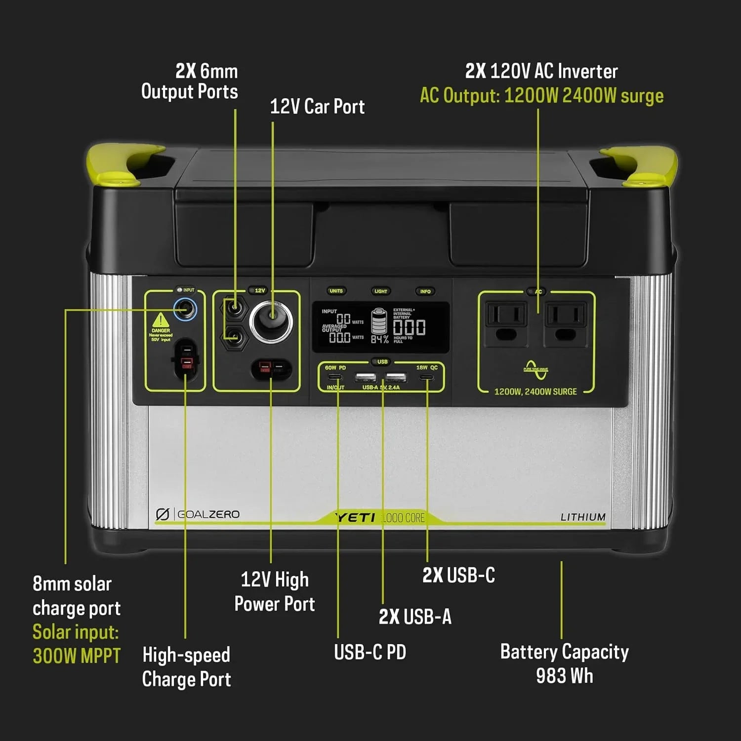 Restored Goal Zero Yeti 1000W Core Portable Power Sizetation, Sizeolar Powered Generator for Camping and Tailgating, Emergency Power (Refurbished)