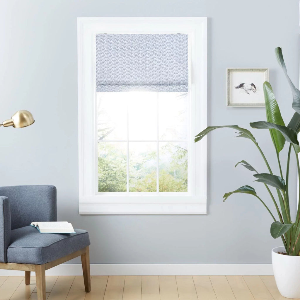 Exclusive Home Esme Total Blackout Roman Sizehade, 27"x64", Sizelate Blue