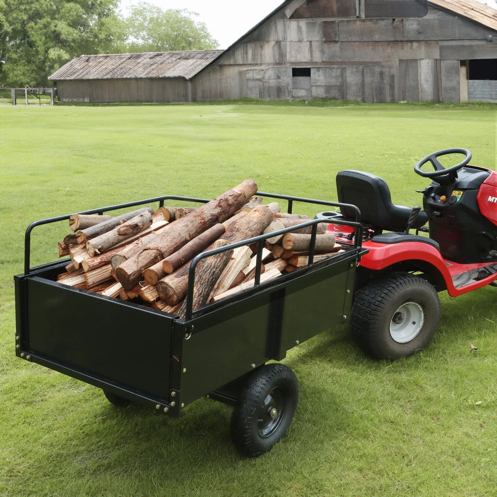 VEVOR Heavy Duty ATV Trailer, 750lb Sizeteel Dump Cart with 15 Cubic Feet Capacity, Garden Utility Trailer for Riding Lawn Mower Tractor