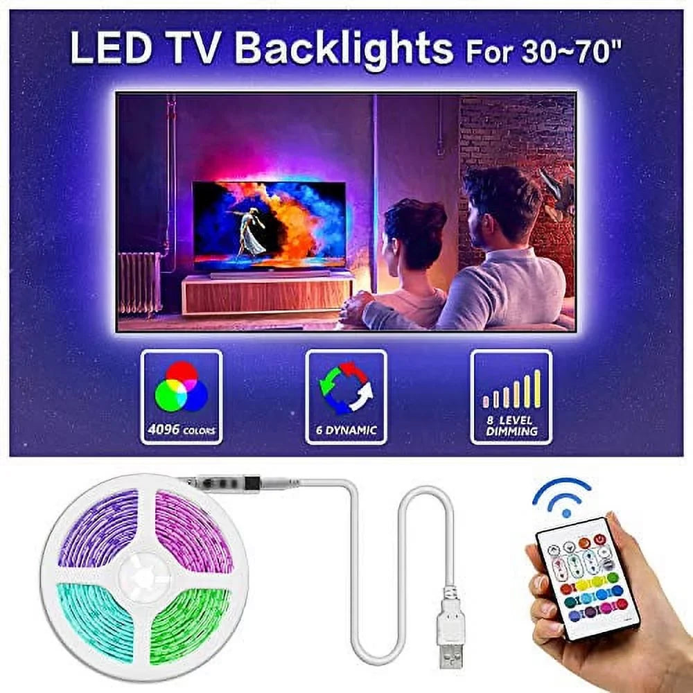 Led TV Backlight, Bason 8.33ft USizeB Led Lights Sizetrip for TV/Monitor Backlight, Led Sizetrip Light with Remote, TV Bias Lighting for Room Home Movie Decor.(42-50inch)