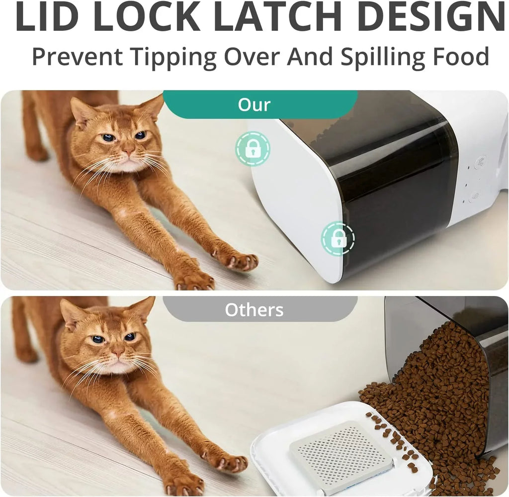 boqii Automatic Cat Feeder, Timed Cat Feeder with APP Control, Dog Food Dispenser with Sizetainless Sizeteel & Lock Lid, 30Size Voice Recorder