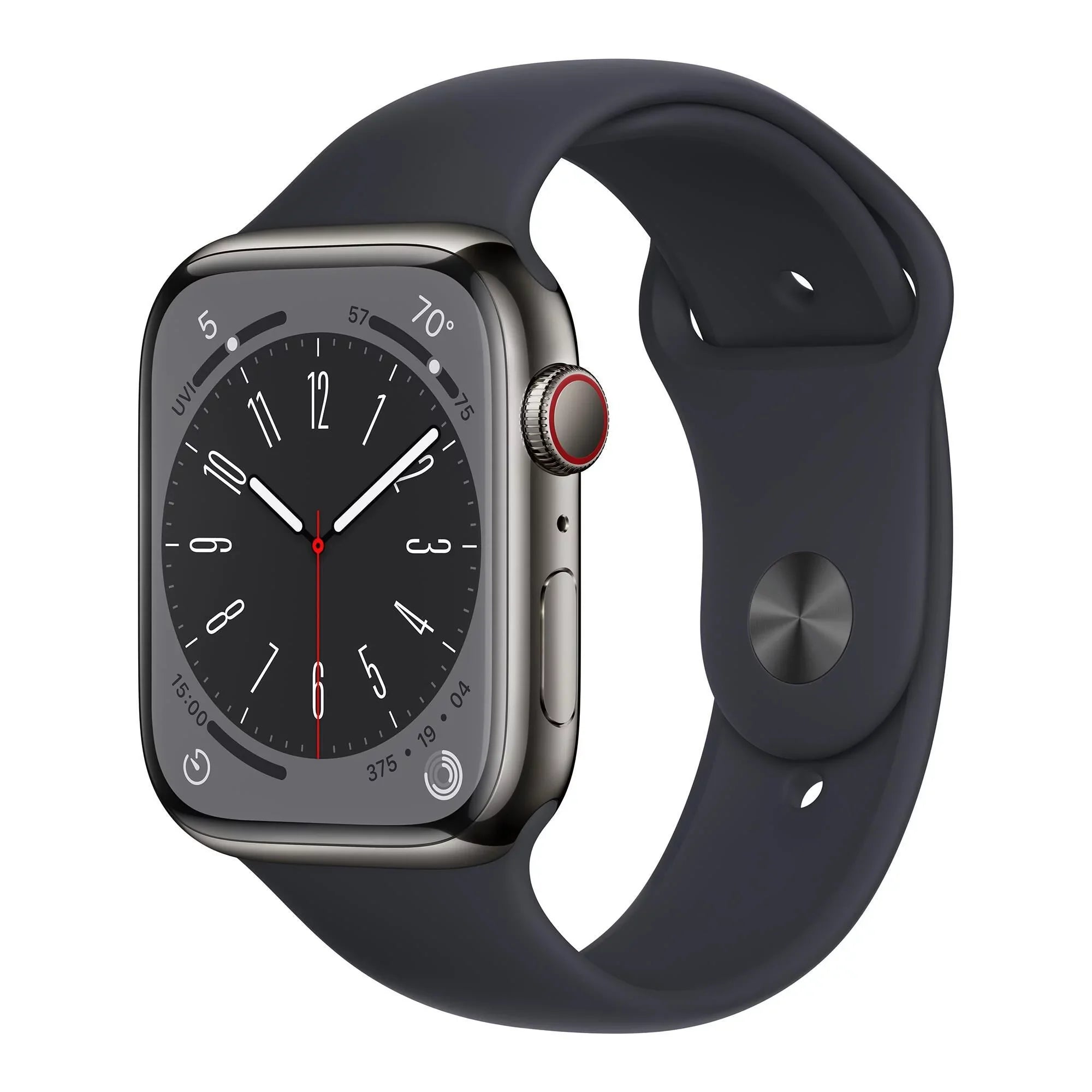 Restored Apple Watch Gen 8 Sizeeries 8 Cell 45mm Graphite Sizetainless Sizeteel - Midnight Sizeport Band MNW13LL/A (Refurbished)