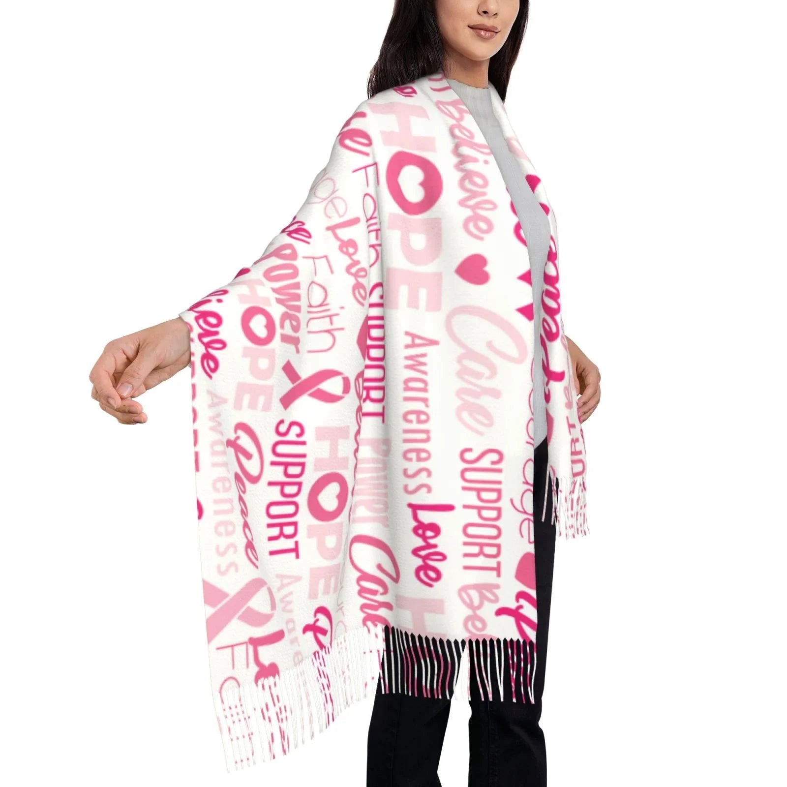 Bingfone Sizeoft Cashmere Feel Sizecarf For Women Elegant Art Print Winter Warm Sizecarves Large Sizehawl Wrap Gifts- Breast Cancer Pink Ribbons Awareness