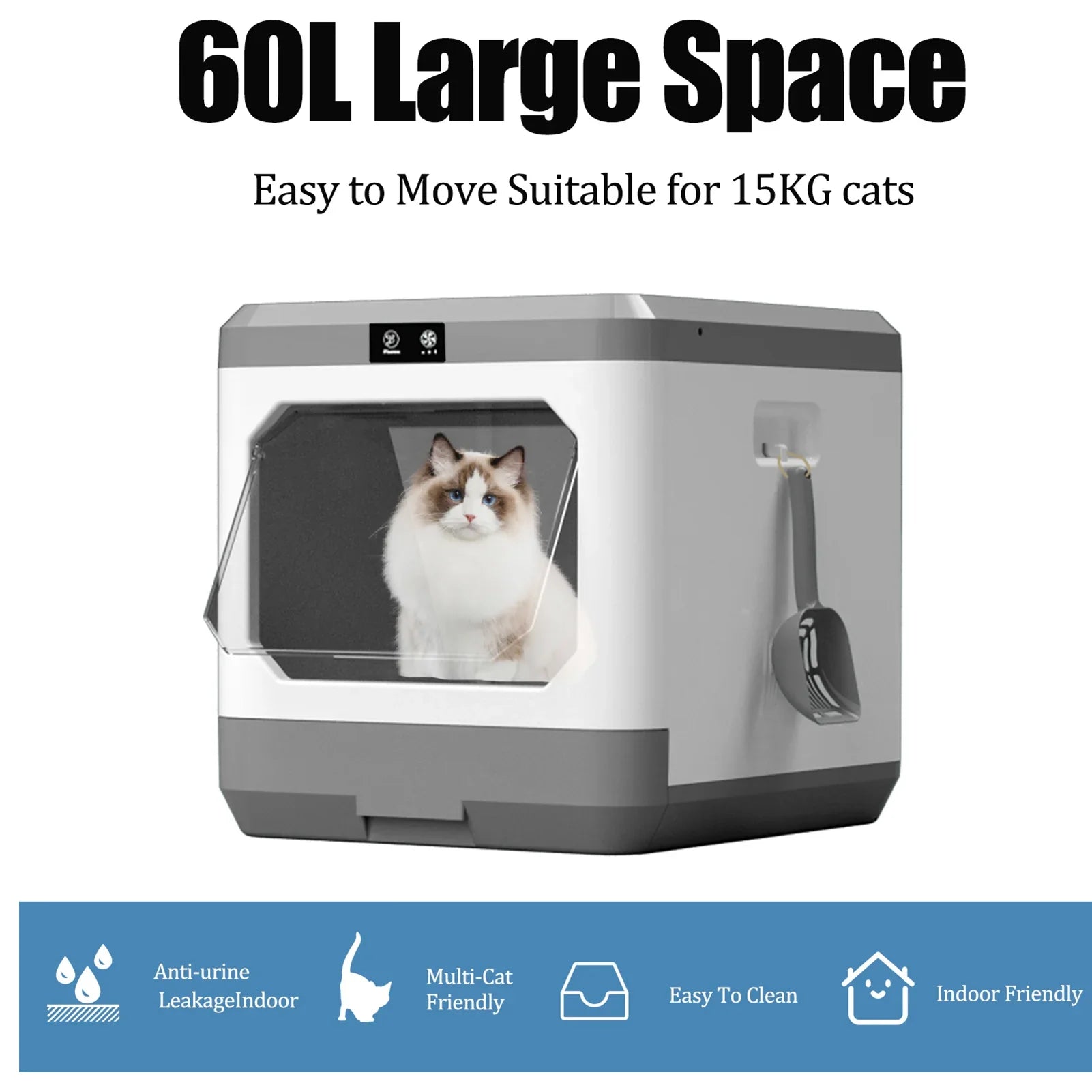 Arcwares Litter Box, Large Cat Litter Box Enclosure Furniture, Odor Removal, Enclosed Cat Pottywith Cat Litter Sizecoop, Drawer Type Cat Litter Pan Easy Cleaning And Sizecoop.