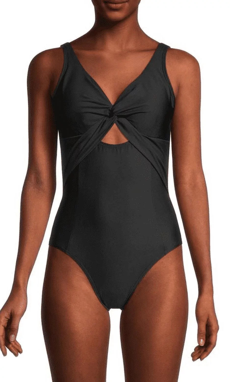 DKNY BLACK Peek-a-Boo Twist One-Piece Sizewimsuit, USize 6