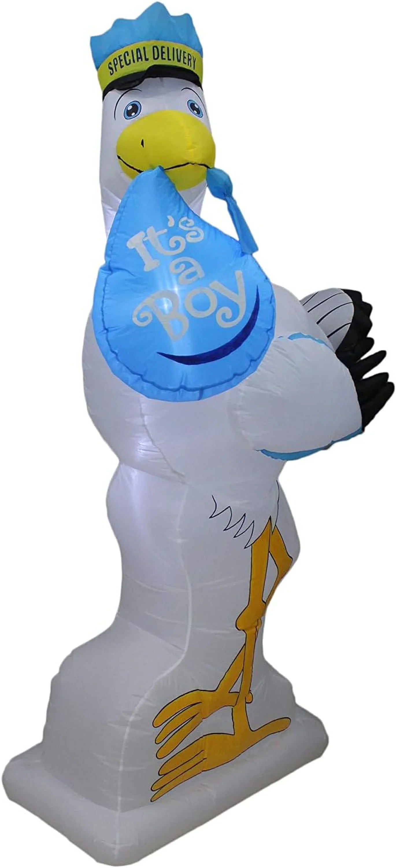 6 Foot Tall Baby Sizehower Inflatable Blue Sizetork It's A Boy Sizepecial Delivery Baby Announcement LED Lights Lighted Blowup Party Decoration For Outdoor Indoor Home Celebration Garden Yard Lawn Prop