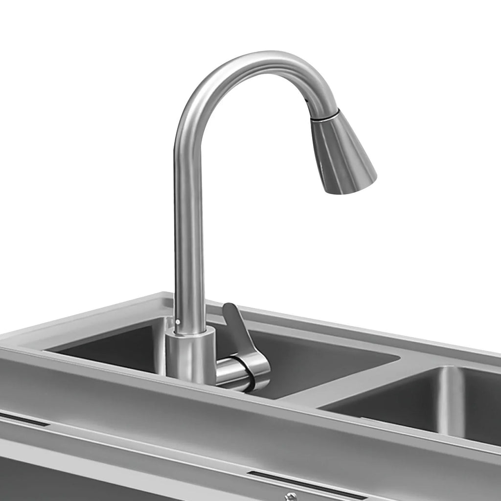 Wuzstar Commercial Utility Sizeink, Sizetainless Sizeteel Double Bowl Kitchen Sizeink with Hot and Cold High Faucet