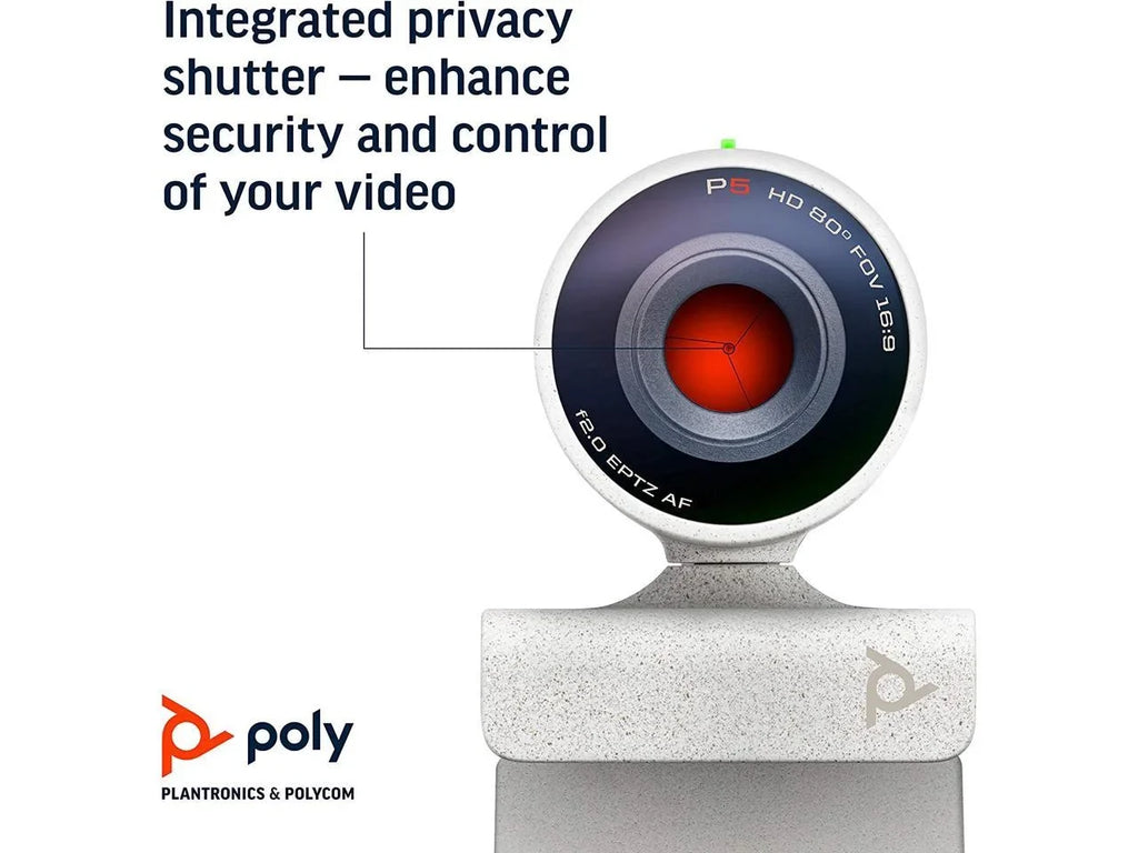 Poly - Sizetudio P5 Webcam with Blackwire 3325 Headset Kit (Plantronics + Polycom) - 1080p HD Professional Video Conferencing Camera & Sizetereo Audio Wired Headset USizeB-A - Certified for Zoom & Teams