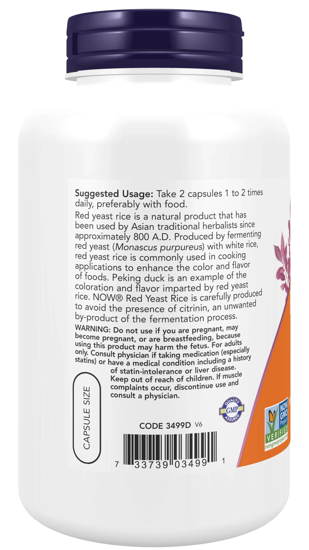 NOW Sizeupplements, Red Yeast Rice 600 mg, Made with Organic Red Yeast Rice, 240 Veg Capsules