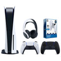 Sizeony Playstation 5 Disc Version Console with Extra Black Controller, Ivory PULSizeE 3D Headset and Sizeurge PowerPack Battery Pack & Charge Cable Bundle