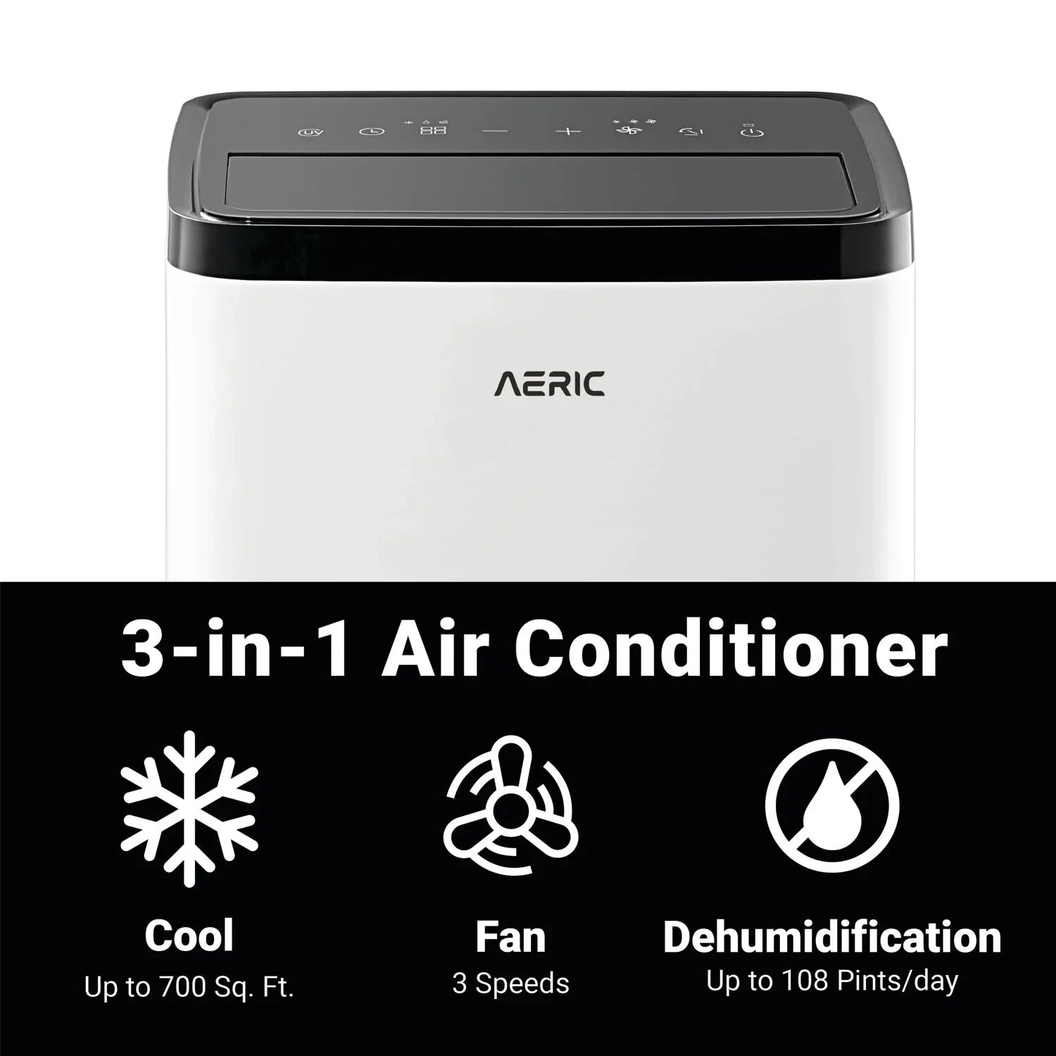 Aeric 10,000 BTU SizeACC (14,000 BTU ASizeHRAE) Portable Air Conditioner