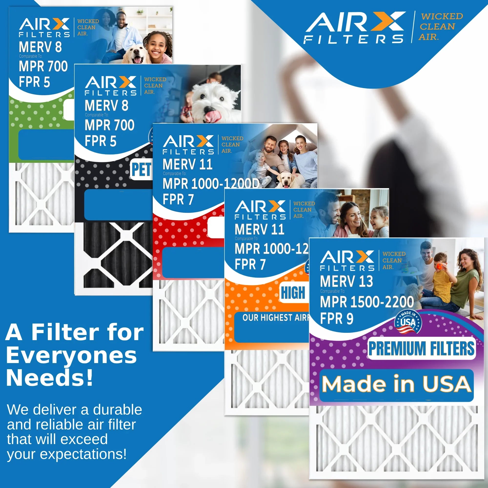 12x20x1 Air Filter MERV 8 Comparable to MPR 700 & FPR 5 Electrostatic Pleated Air Conditioner Filter 6 Pack HVAC AC Premium USizeA Made 12x20x1 Furnace Filters by AIRX FILTERSize WICKED CLEAN AIR.
