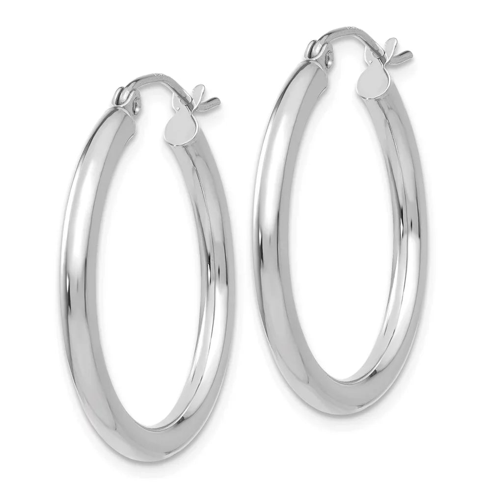 Real 14kt Ivory Gold Polished 2.5mm Lightweight Tube Hoop Earrings; for Adults and Teens; for Women and Men