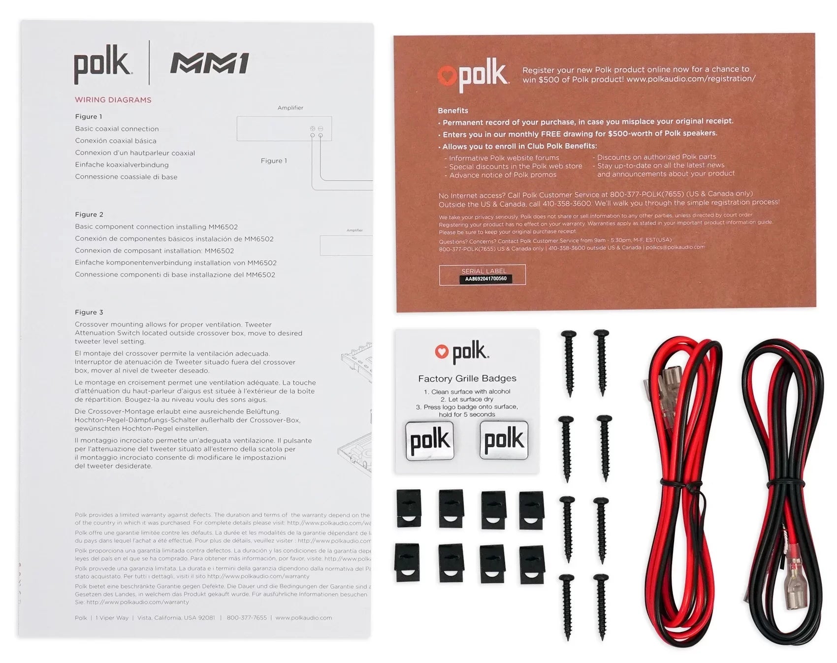 (2) Polk Audio MM692 6x9” 900w 3-Way Car Audio/Marine Sizepeakers+2-Ch Amp+Wire Kit