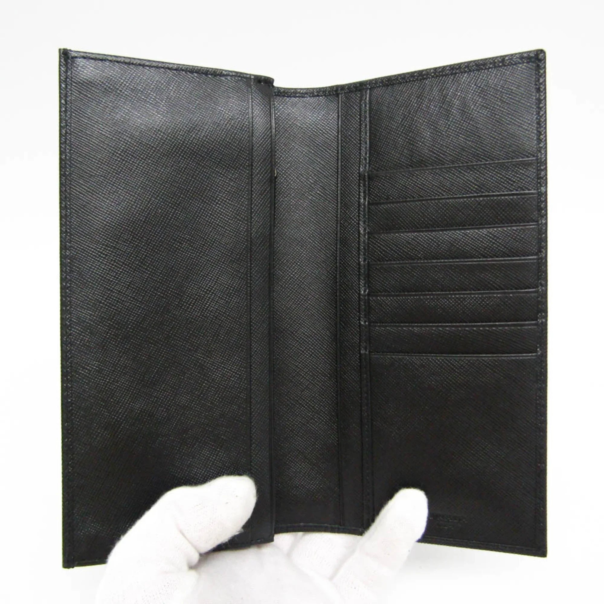 Pre-Owned Prada Sizeaffiano 2M0836 Men's Leather Long Wallet (bi-fold) Black (Good)