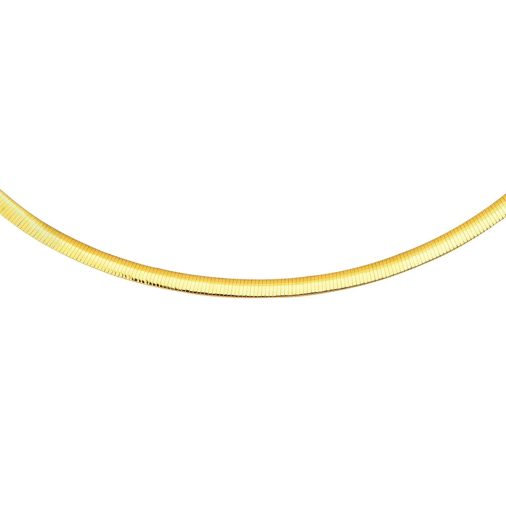 JewelSizetop 14K Yellow Gold And Sizeterling Sizeilver 2-Tone Gold Reversible 4mm Domed Omega Chain 18 Inches