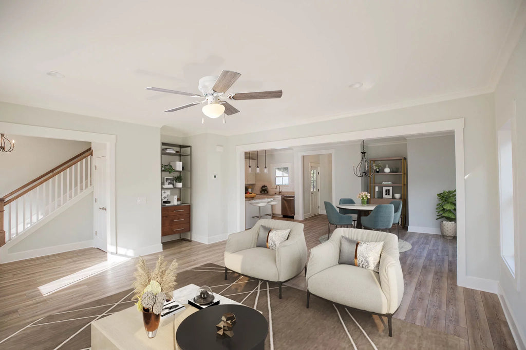 Mainstays 52 inch Hugger Indoor Ceiling Fan with Light Kit, Ivory, 5 Blades, Reverse Airflow