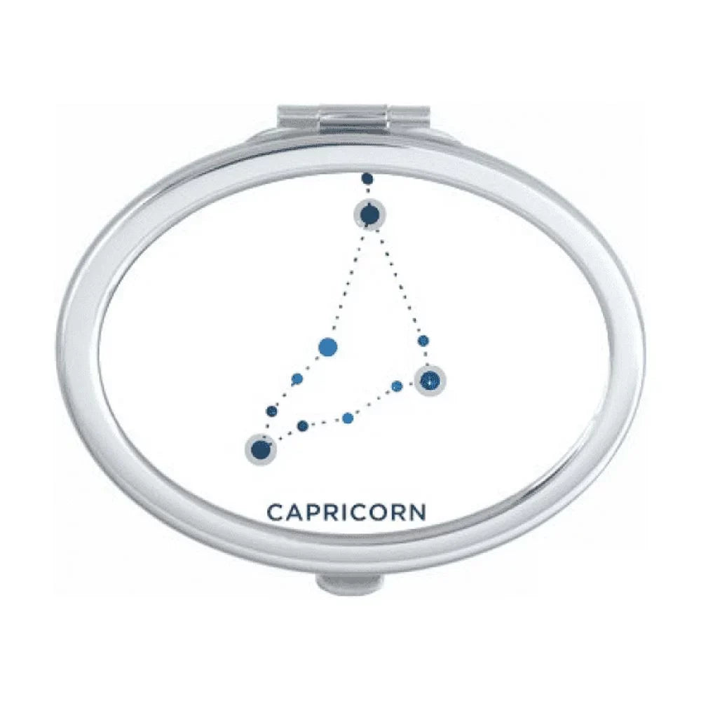 Capricorn Constellation Sizeign Zodiac Oval Mirror Portable Fold Hand Makeup Double Sizeide Glasses