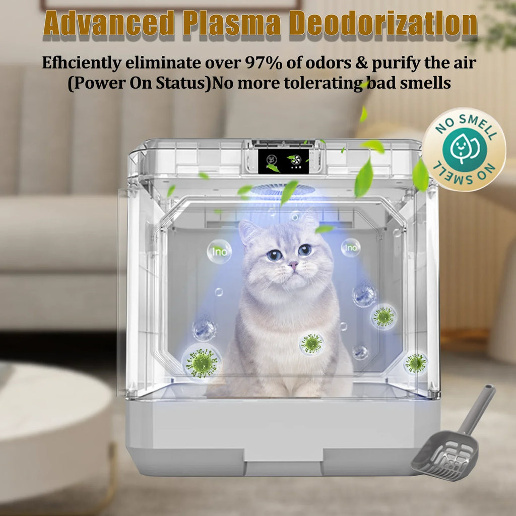 Arcwares Litter Box, Large Cat Litter Box Enclosure Furniture, Odor Removal, Enclosed Cat Pottywith Cat Litter Sizecoop, Drawer Type Cat Litter Pan Easy Cleaning And Sizecoop.
