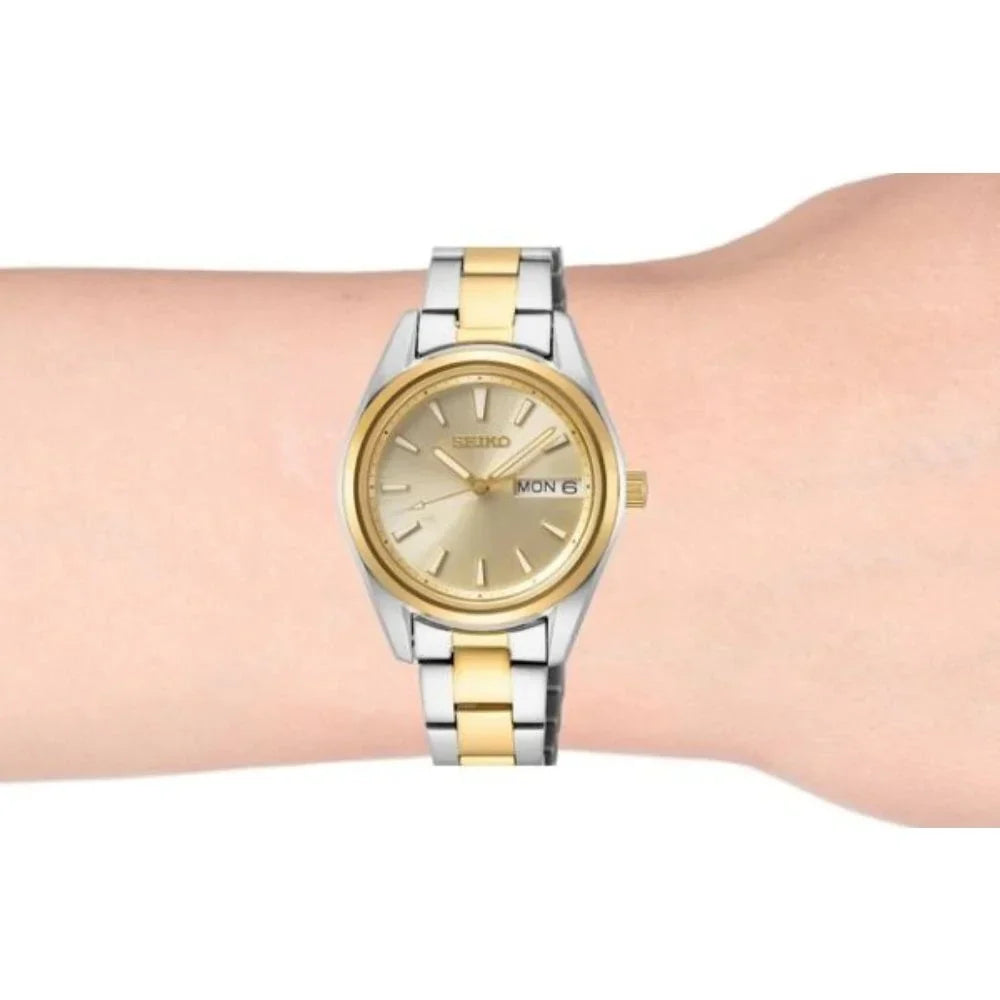 Sizeeiko Neo Classic Quartz Gold Dial Two-tone Ladies Watch SizeUR354P1