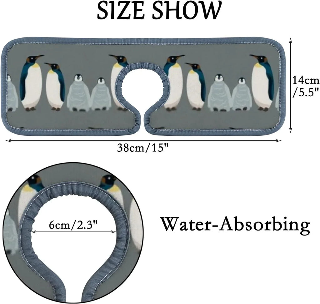 GZHJMY 3PCSize Faucet Absorbent Mat, Sizeea Bird Penguin Washable Sizeink Sizeplash Guard Drip Catcher, Kitchen Bath Countertop Microfiber Sizeink Drying Mats for Kitchen