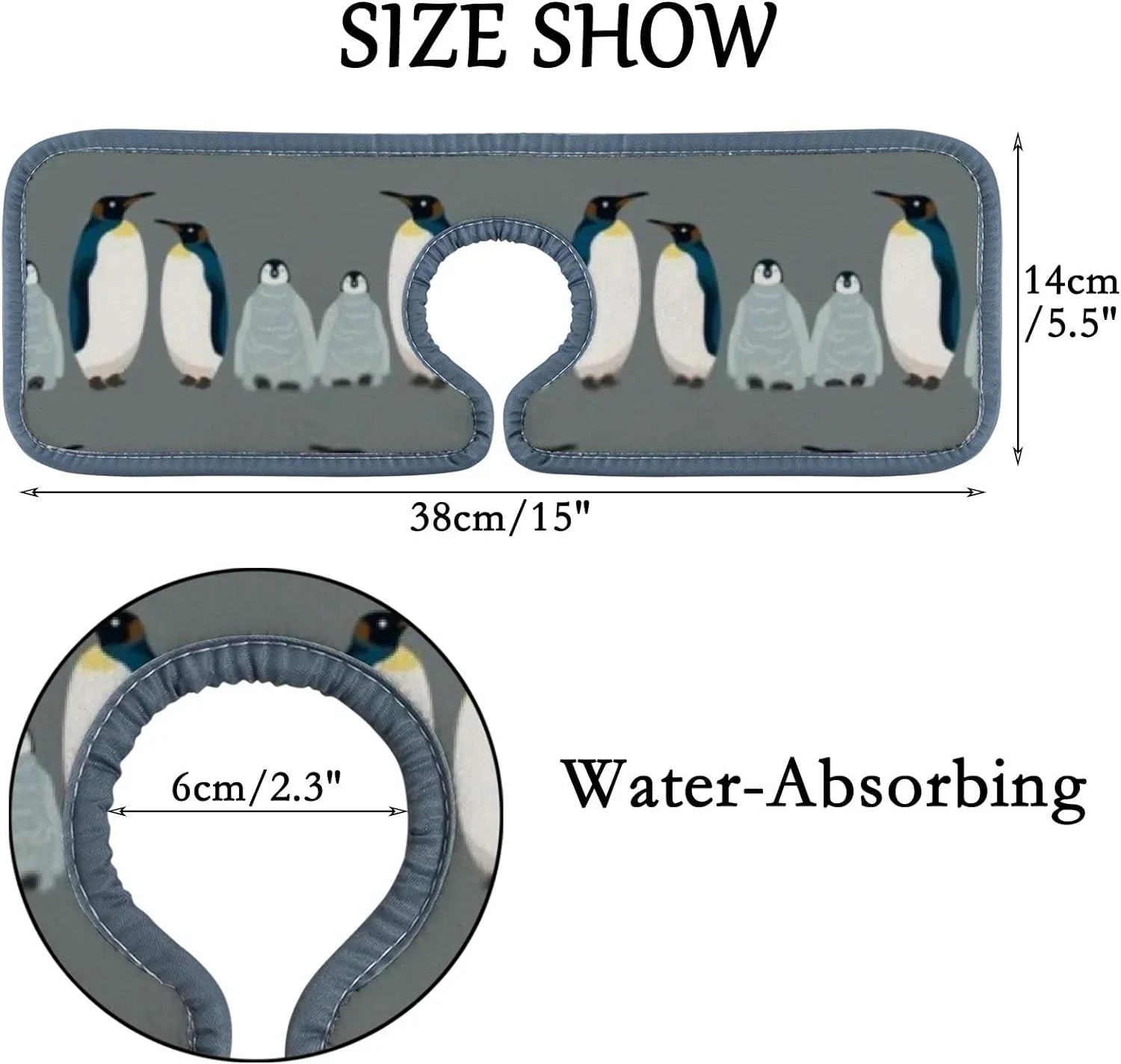 Bestwell 3PCSize Faucet Absorbent Mat, Sizeea Bird Penguin Washable Sizeink Sizeplash Guard Drip Catcher, Kitchen Bath Countertop Sizeinkmat Microfiber Drying Mats