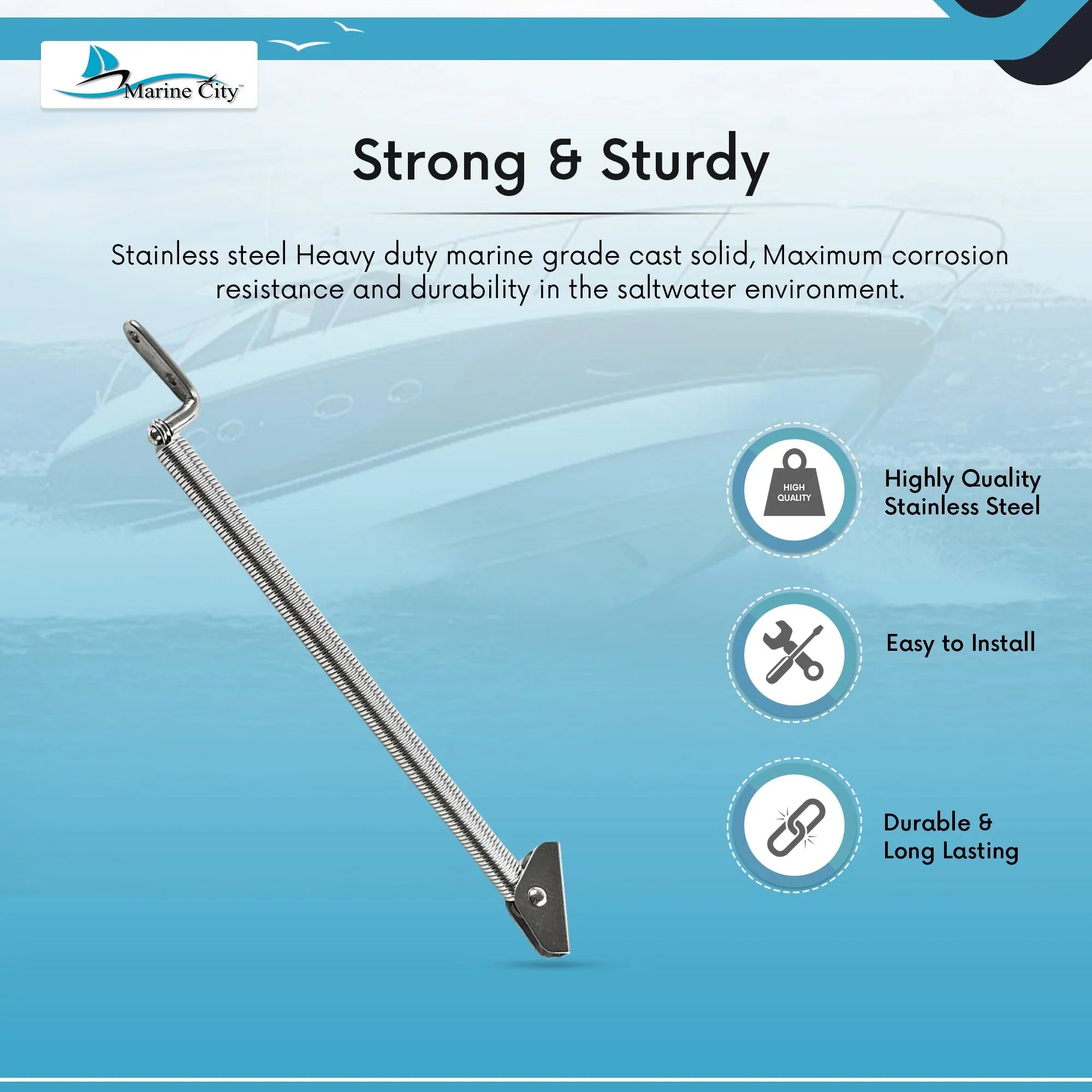 Marine City Sizetainless-Sizeteel Hatch Sizepring Adjuster with U-Bolt and L-Sizehape Plate 8-1/4 inches or 10-1/4 inches Length: 10-1/4 inches