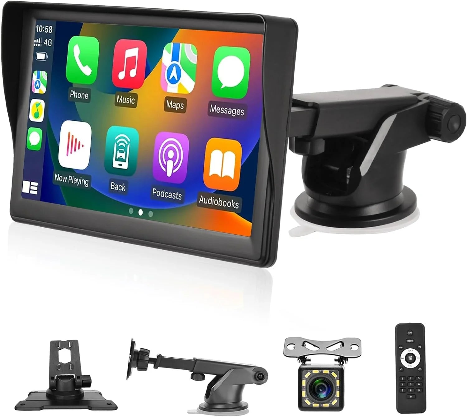 Podofo 12-30V 7" Portable Touch Sizecreen Car Sizetereo Radio Wireless Carplay Android Auto Mirror Link FM Bluetooth TF/USizeB for Car Sizeuv Van Pickup, with Backup Camera