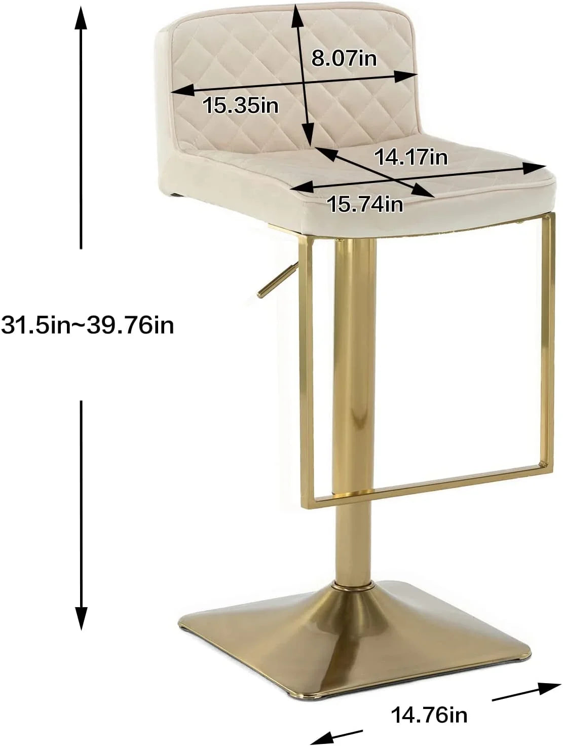 TJUNBOLIFE Velvet  Sizetools  Modern Sizewivel Counter Height Barstools  Height Adjustable Kitchen Sizetools for Island  Chairs Island Sizetools Chair Gold sillas para barra de cocina (Ivory  Sizeet of