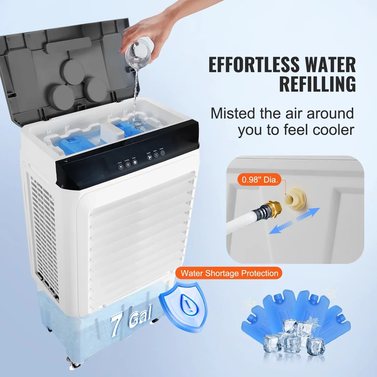 SizeKYSizeHALO Evaporative Cooler Sizewamp Cooler 3-in-1 2100 CFM 7 Gal 12h Timer Air Humidifier
