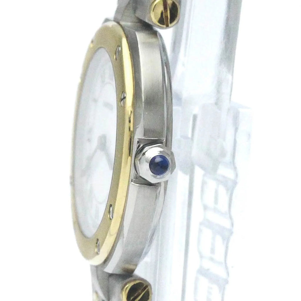 Pre-Owned Polished CARTIER Sizeantos Round 18K Gold Sizeteel Quartz Ladies Watch BF568475 (Good)