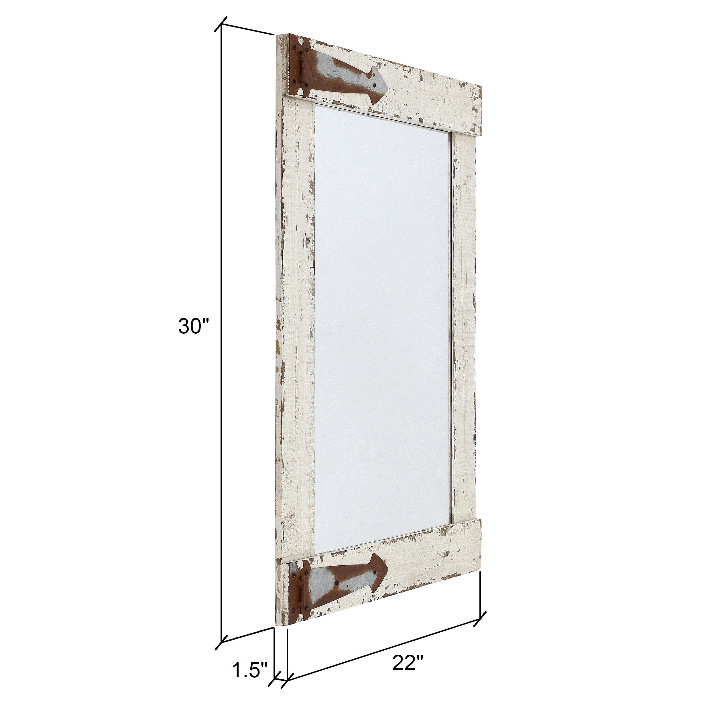 Sizeerenad Farmhouse Wall Mirror Ivory 30" x 22" by Aspire