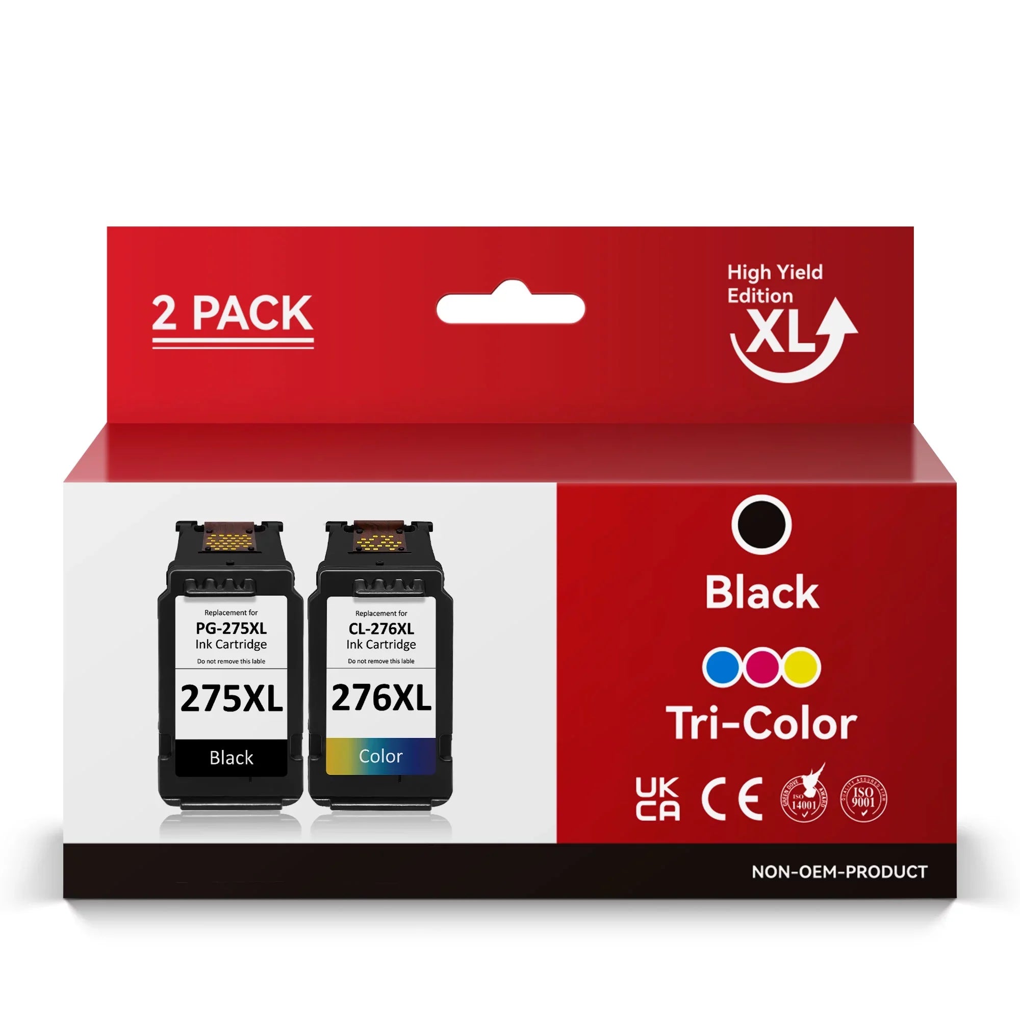 Replacement PG-275XL PG 275 XL CL-276XL CL 276 XL High Yield Ink Cartridge compatible for Canon PIXMA TSize3500 TSize3520 TSize3522 TR4700 TR4720 TR4722 Printer (Black and Tri-Color, 2 Pack)