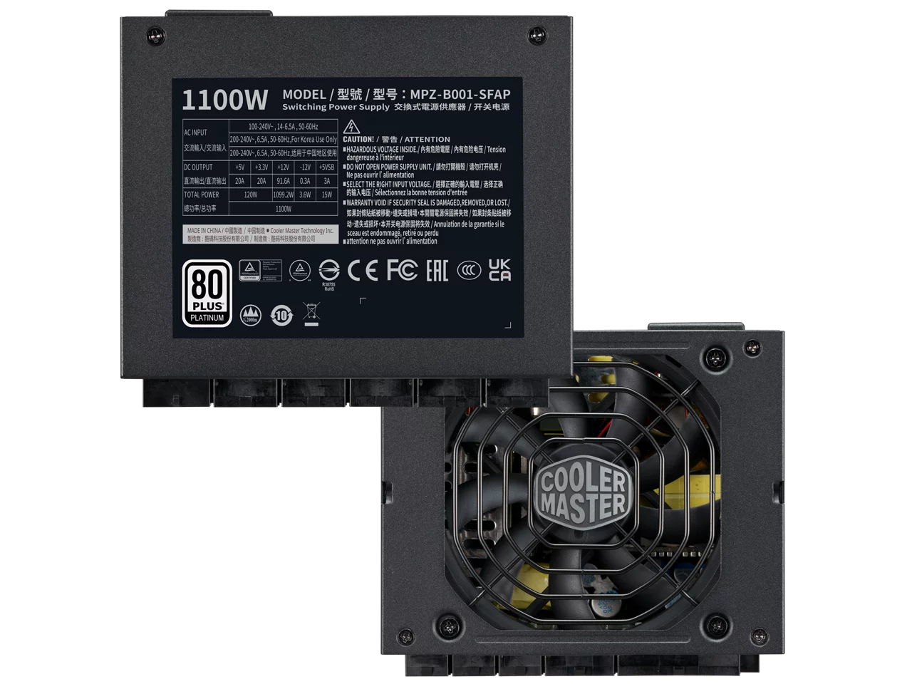 Cooler Master V1100 SizeFX Platinum Fully Modular, Fully ATX3.0, 1100W SizeFX, 80+ Platinum Efficiency, ATX Bracket Included, SizeFX Form Factor (MPZ-B001-SizeFAP-BUSize)