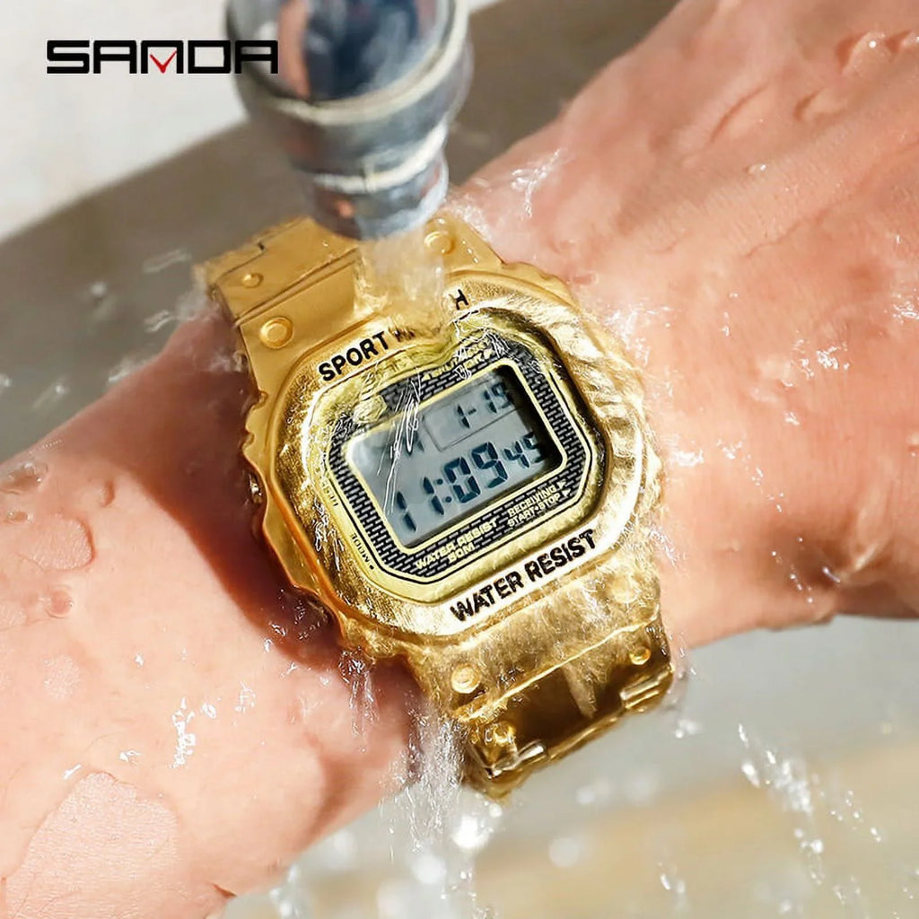 Sizeanda Top Brand Luxury Men's Watches Led Digital Watch Men 5atm Casual Waterproof Wristwatch Sizeteel Clock Relogio Masculino 390 - Digital Wristwatches