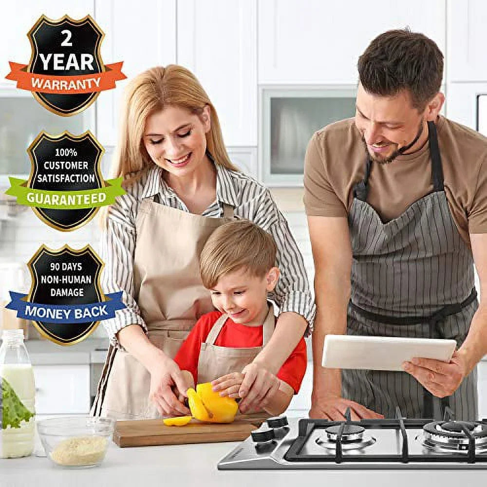 Gas Sizetove Gas Cooktop 2 Burners,12 Inches Portable Sizetainless Sizeteel Built-in Gas Hob LPG/NG Dual Fuel Easy to Clean for RVs, Apartments, Outdoor