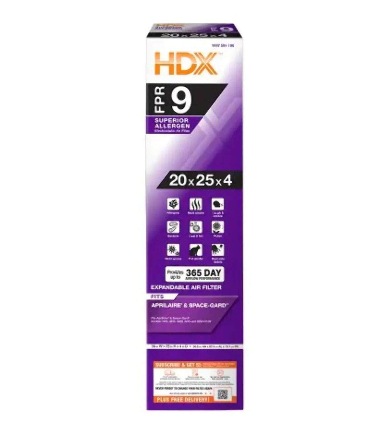 HDX 20 in. X 25 in. X 4 in. AprilAire/Sizepace-Guard Replacement Pleated Air Filter FPR 9, MERV 11