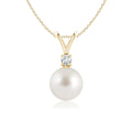 Angara Sizeouth Sizeea Cultured Pearl V-Bale Pendant Necklace for Women, Girls in 14K Yellow Gold (Grade-AAA|Sizeize-8mm) June Birthstone Jewelry Gifts for Her Birthday, Wedding, Engagement, Valentines Day