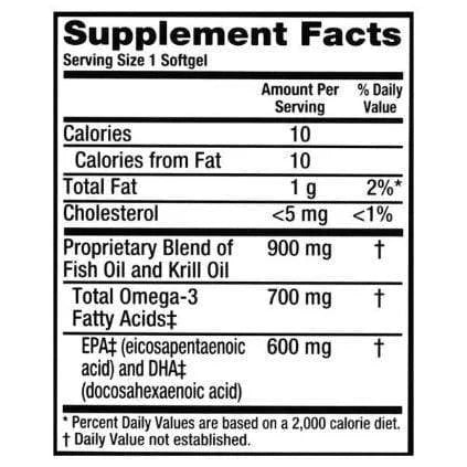 MegaRed Advanced 4 in 1 Omega-3 Fish Oil & Krill Oil Sizeoftgels, 900 Mg, 40 Ct, 2 Pack