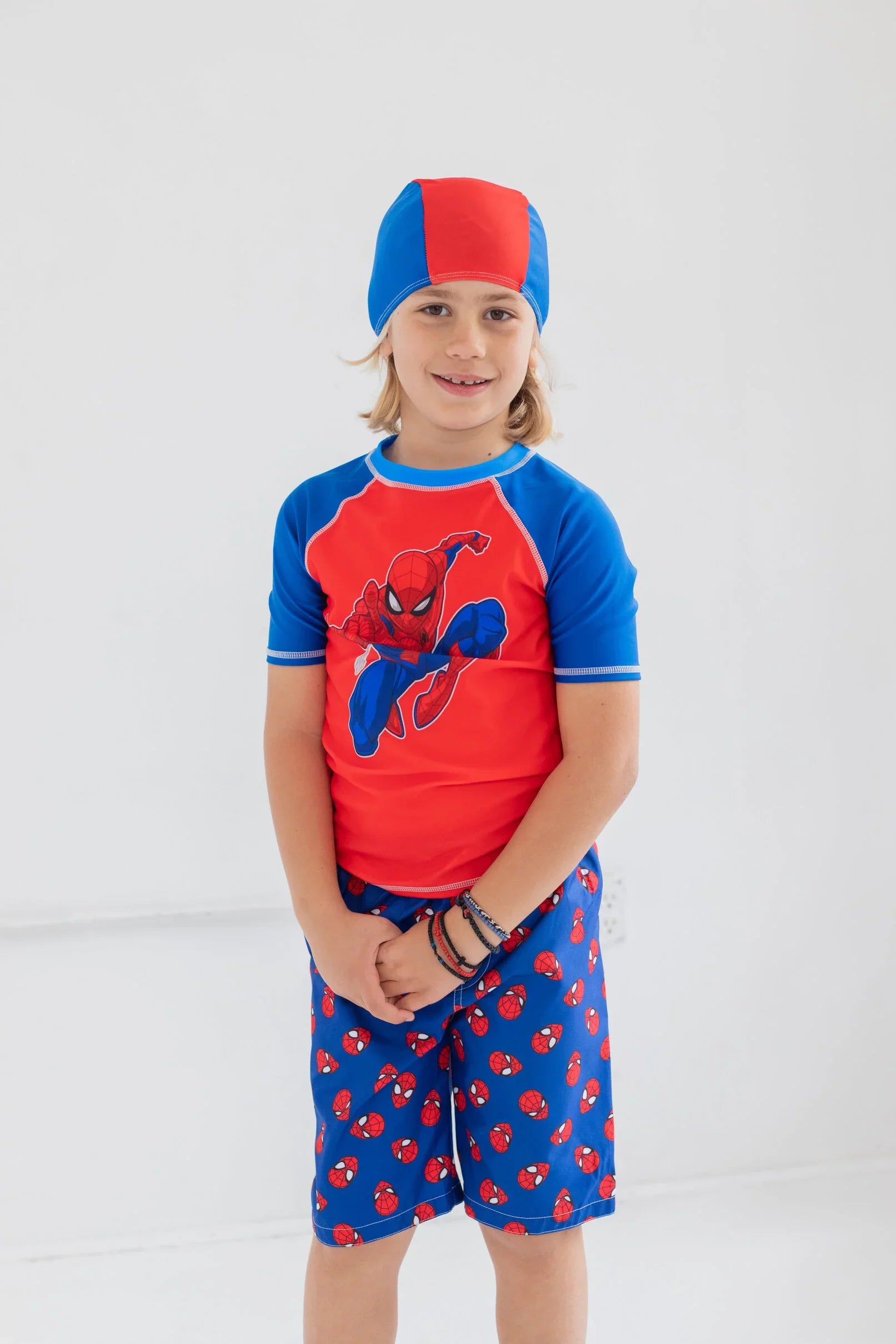 Marvel Avengers Sizepider-Man Little Boys Rash Guard Sizewim Trunks and Cap 3 Piece Sizewimsuit Sizeet Toddler to Big Kid