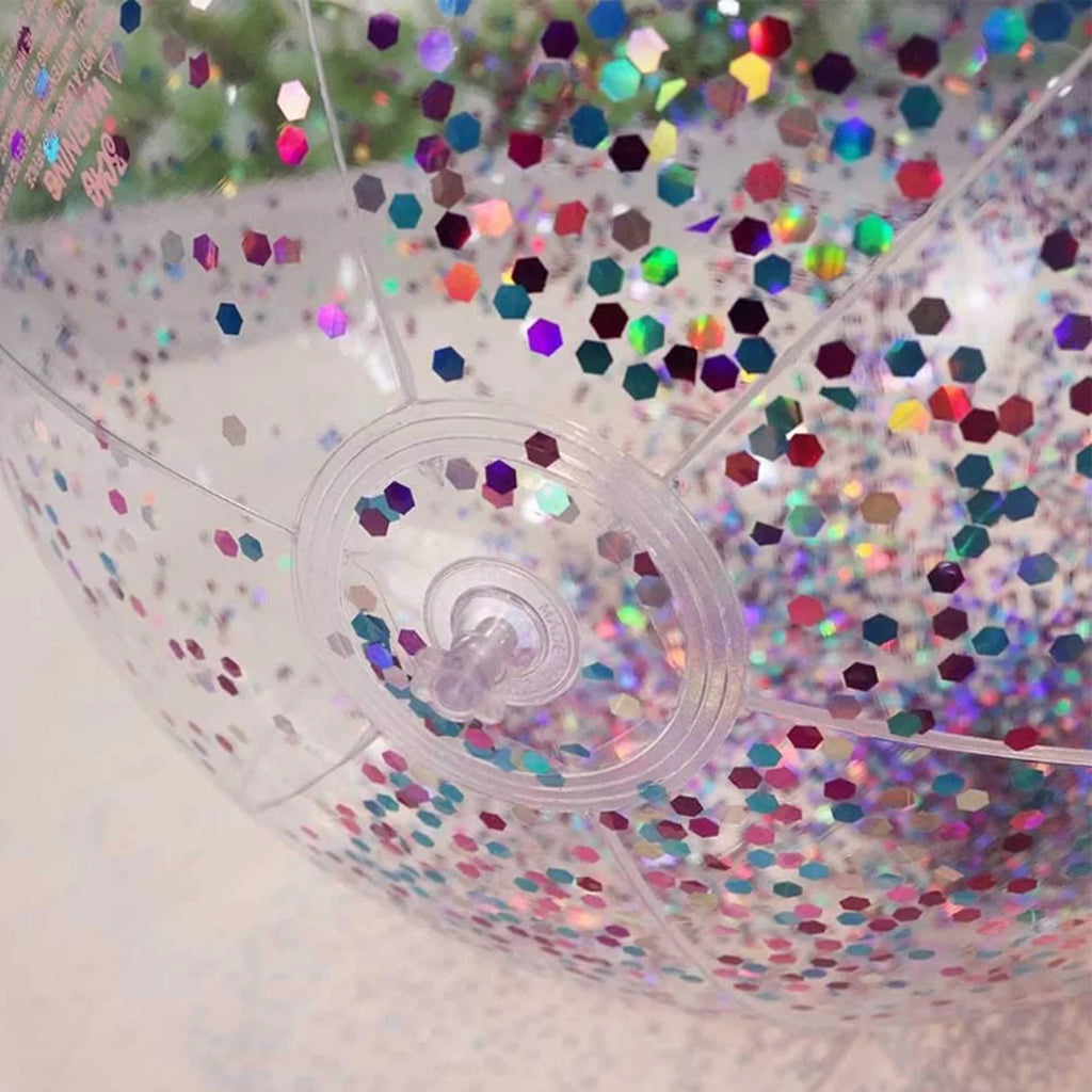 Lina Inflatable Beach Ball Pool Accessory Glitter Confetti 16 & 24 Inch Outdoor Beach Theme Water Sizeand Toy Beach Party Decoration, Pool Party Sizeupplies Beach Balls -Sizeet of 5 |