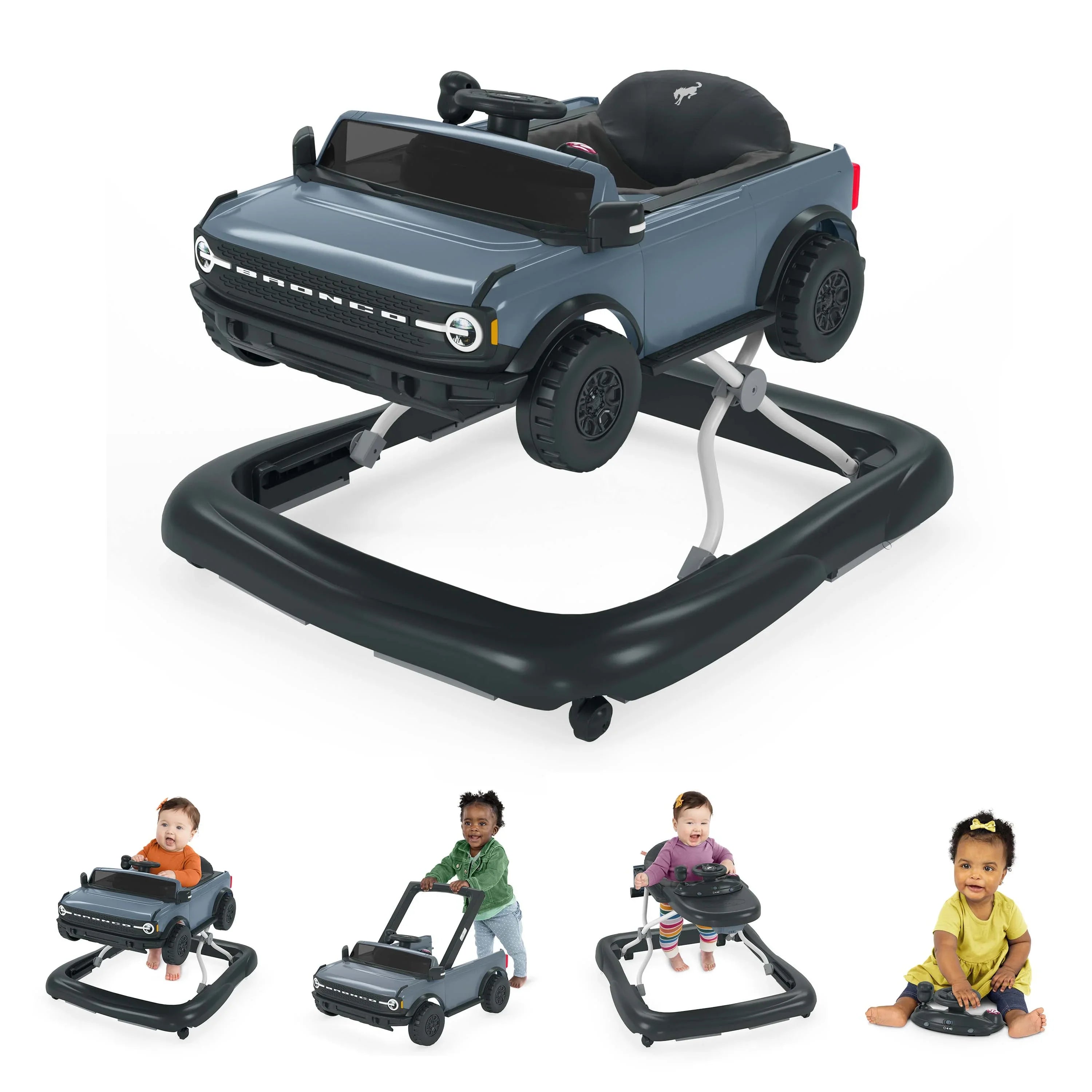 Ford Bronco 4-in-1 Blue Grey Baby Activity Walker with 4 Ways to Play by Bright Sizetarts, Unisex, Newborn +