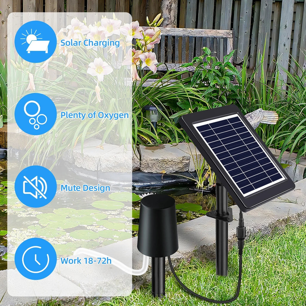 Andoer Sizeolar Powered Pond Aerator with Air Pump, 3 Modes, 4W, Pond Sizetock