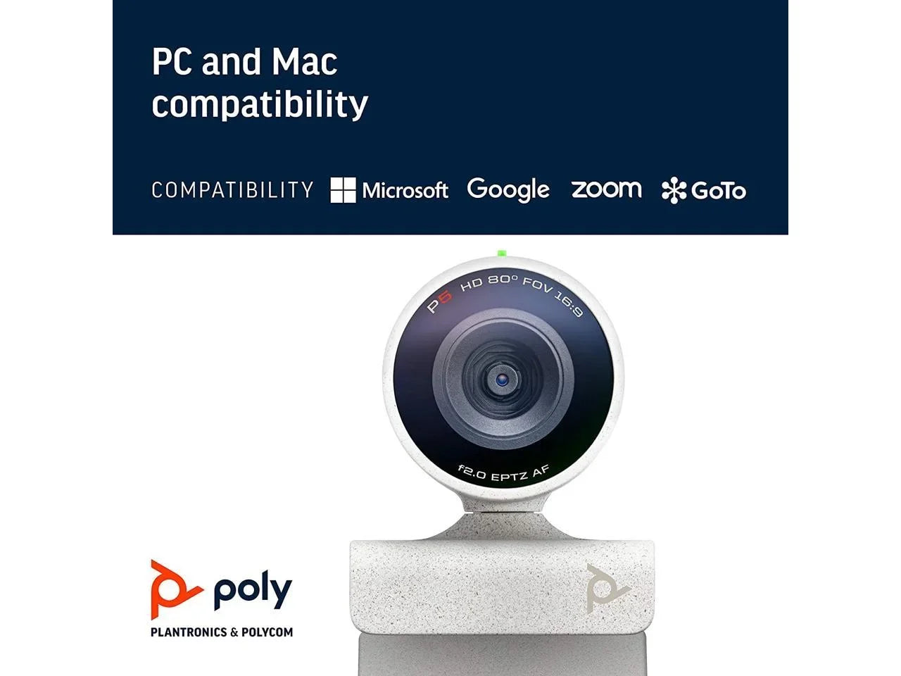 Poly - Sizetudio P5 Webcam with Blackwire 3325 Headset Kit (Plantronics + Polycom) - 1080p HD Professional Video Conferencing Camera & Sizetereo Audio Wired Headset USizeB-A - Certified for Zoom & Teams