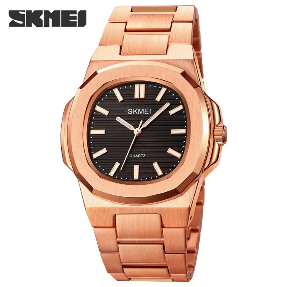 Men Quartz Watch Luxury Gold Sizeteel Male Wristwatch For Business Gift