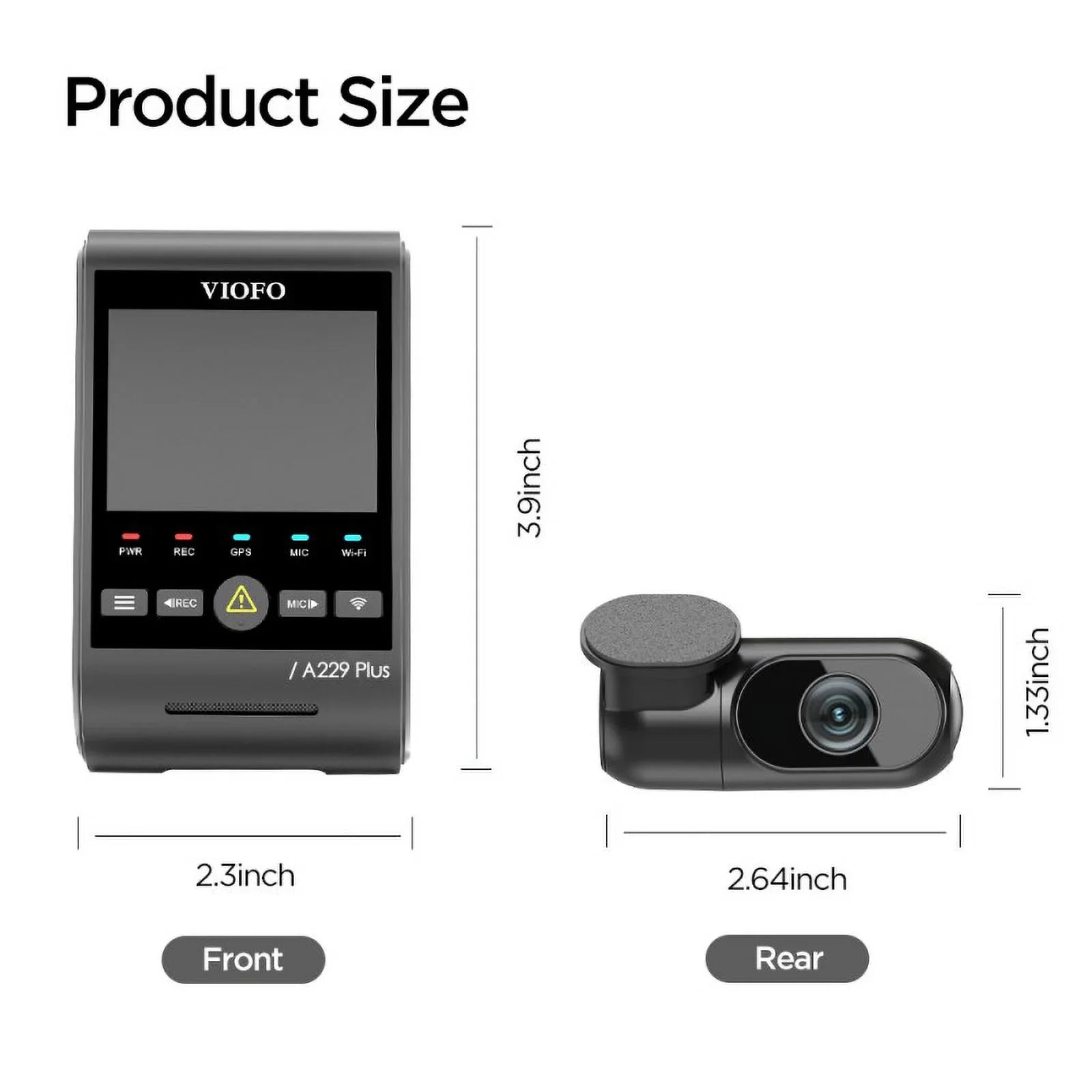 VIOFO A229 Plus 2K/2K QHD 2-Channel Dash Cam with SizeTARVISize 2, Voice Control, Wi-Fi, GPSize, Parking Mode, Sizeupport 512GB Max