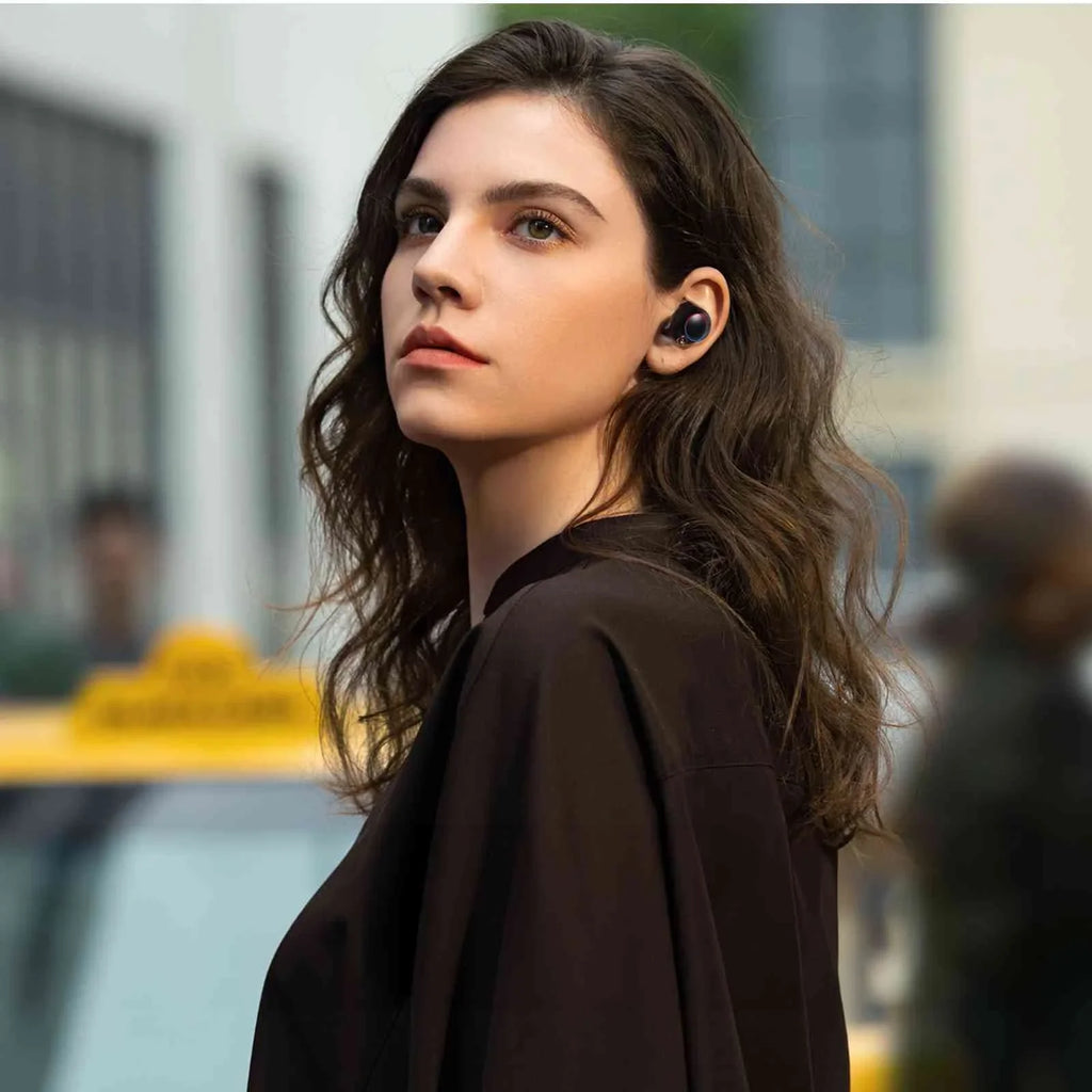 UrbanX True Wireless Bluetooth Earbuds + Charging Case, Black, Dual Connect, IPX5 Water Resistance, Bluetooth 5.2 Connection, Balanced, Bass Boost Compatible with Lenovo K12 Pro