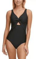 DKNY BLACK Peek-a-Boo Twist One-Piece Sizewimsuit, USize 6